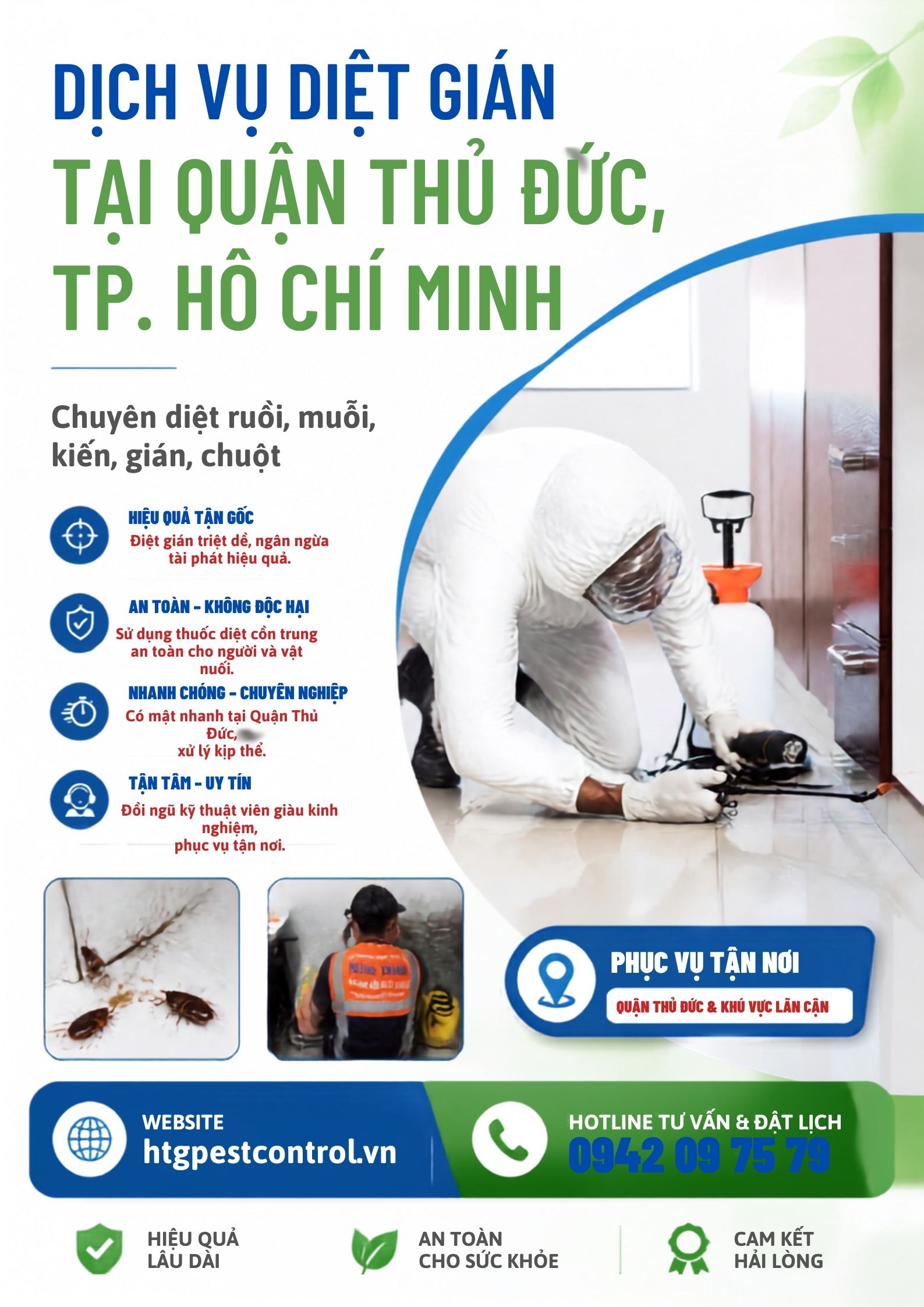 Dịch vụ diệt gián tại Thủ Đức TP.HCM, Hiệu quả an toàn tận gốc